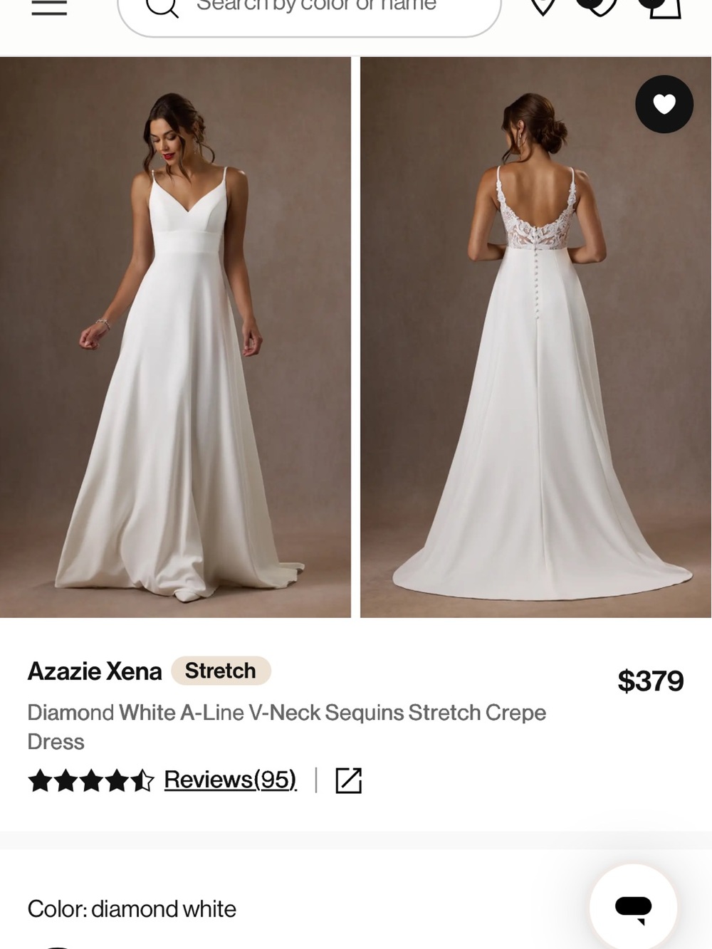 Azazie Diamond White A-Line V-Neck Bridal Gown